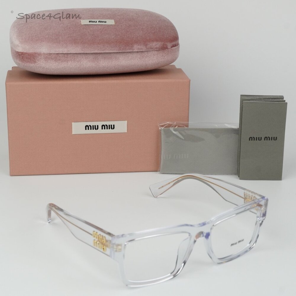 Miu Miu Women Eyeglasses Transparent Clear Rectangle MU02XV 2AZ1O1 NEW AUTHENTIC - Picture 9 of 11